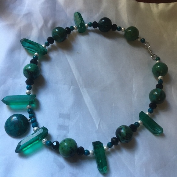 Gorgeous Chrysocolla & Teal Aura Agate Necklace - Picture 2 of 3